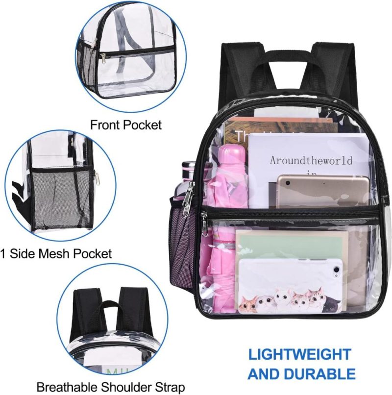 Casual Daypack Backpacks | Clear Backpack For Stadium Approved 12×6×12, Water Proof Clear Bag For Stadium Events And Concert Work Sport Event（Black） Backpacks Black