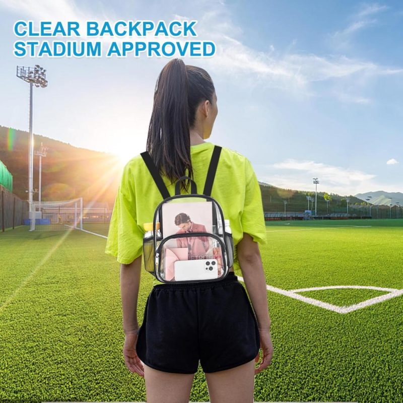 Casual Daypack Backpacks | Clear Backpack For Stadium Events Clear Backpack 12X12X6 With Front Pocket For Concert Sport Events Work Travel Backpacks Black