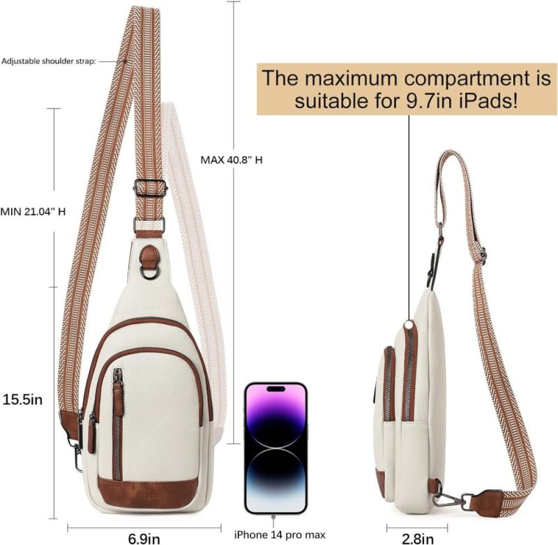 Casual Daypack Backpacks | Crossbody Bags For Women Cross Body Bag For Woman Sling Bag For Women Crossbody Bag Leather Sling Backpack Travel Backpacks 0-0 Beige With Brown