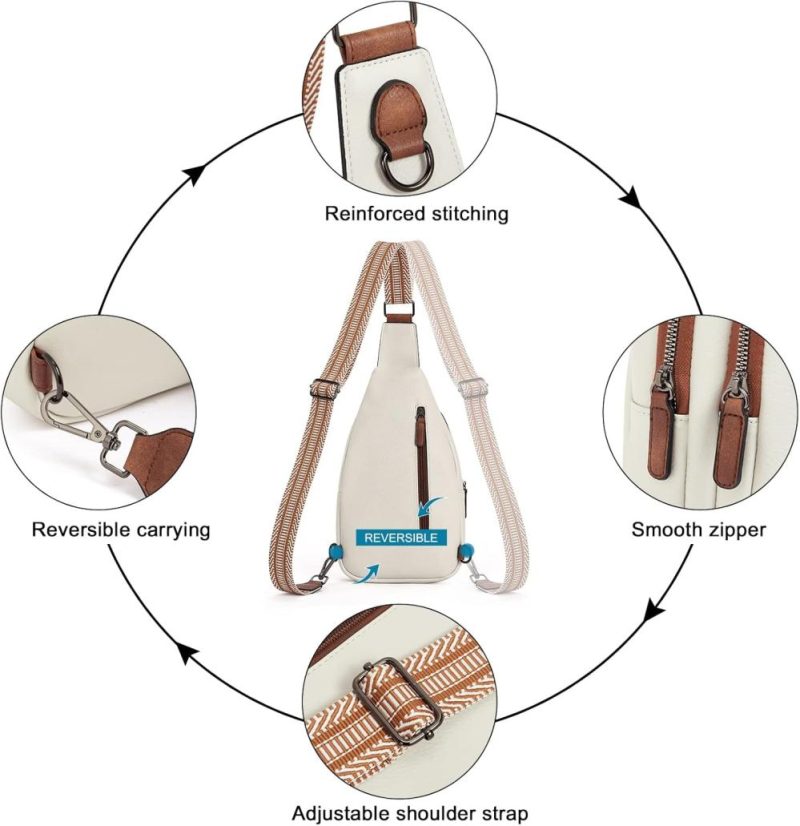 Casual Daypack Backpacks | Crossbody Bags For Women Cross Body Bag For Woman Sling Bag For Women Crossbody Bag Leather Sling Backpack Travel Backpacks 0-0 Beige With Brown