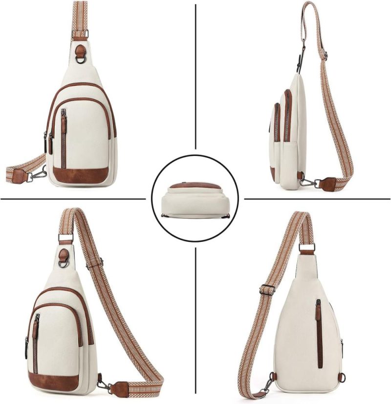 Casual Daypack Backpacks | Crossbody Bags For Women Cross Body Bag For Woman Sling Bag For Women Crossbody Bag Leather Sling Backpack Travel Backpacks 0-0 Beige With Brown