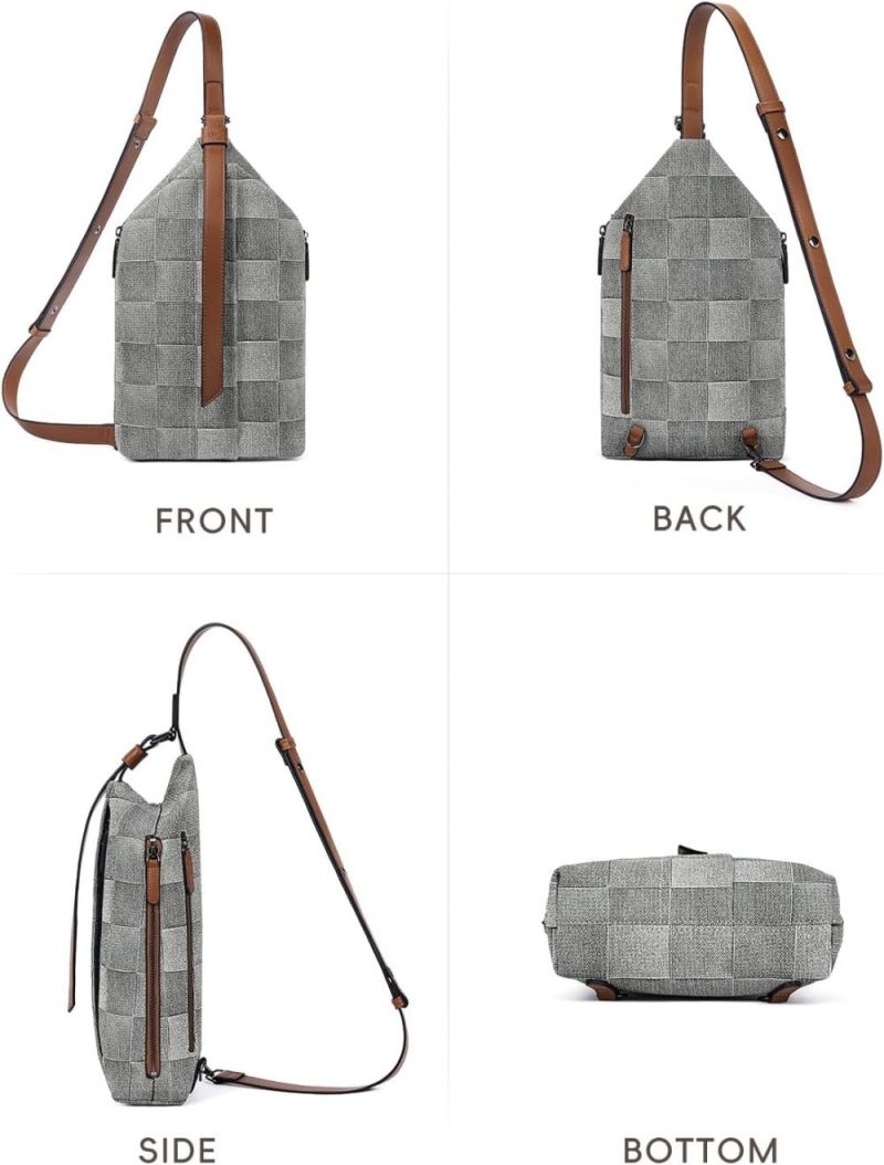 Casual Daypack Backpacks | Crossbody Bags For Women, Denim Sling Bags For Women, Cross Body Bag For Woman,Leather Cross Body Bag Daypack Backpacks 0-0 Gray With Brown