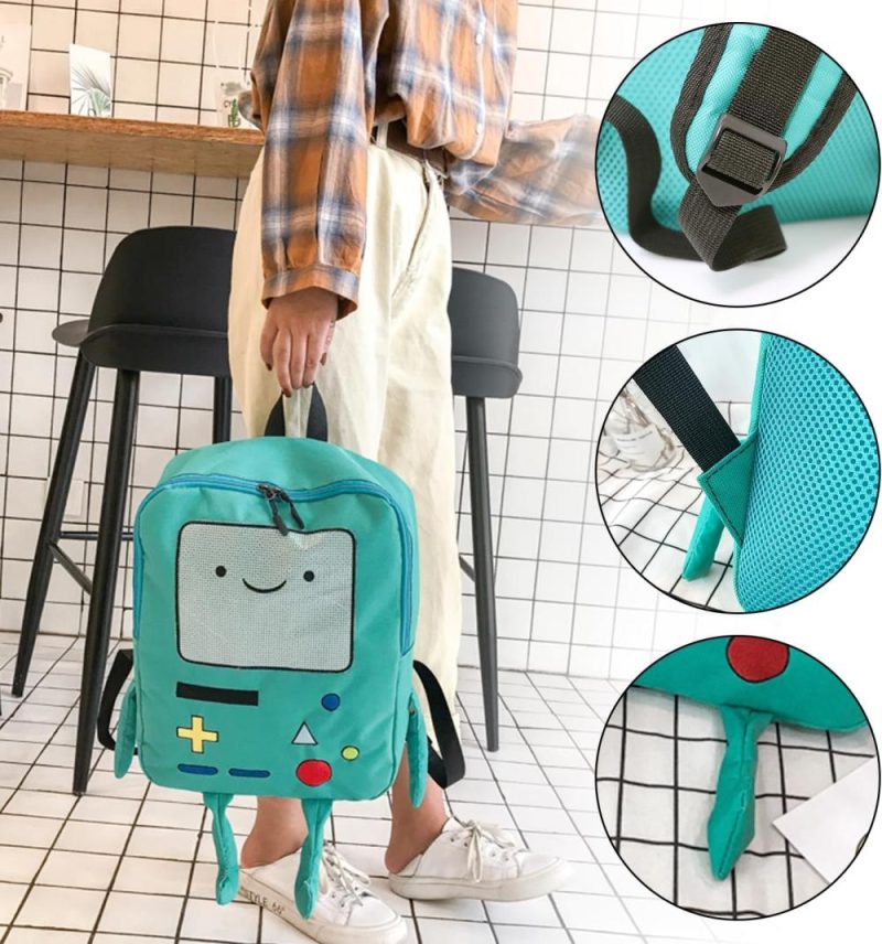 Casual Daypack Backpacks | Gkbsjy Adventure Time Anime 16 Inch Cute Cartoon Backpack Casual Travel Green Anime Bag Breathable Portable Lightweight Backpacks Casual Daypack Backpacks