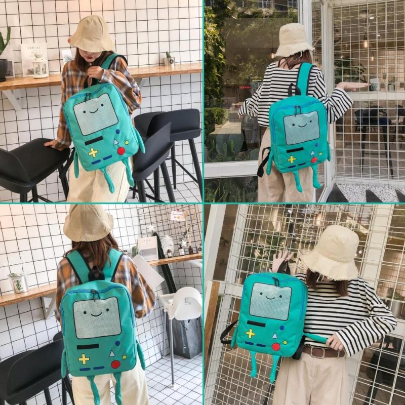 Casual Daypack Backpacks | Gkbsjy Adventure Time Anime 16 Inch Cute Cartoon Backpack Casual Travel Green Anime Bag Breathable Portable Lightweight Backpacks Casual Daypack Backpacks