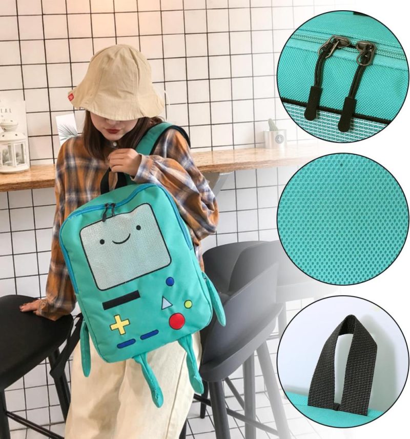 Casual Daypack Backpacks | Gkbsjy Adventure Time Anime 16 Inch Cute Cartoon Backpack Casual Travel Green Anime Bag Breathable Portable Lightweight Backpacks Casual Daypack Backpacks