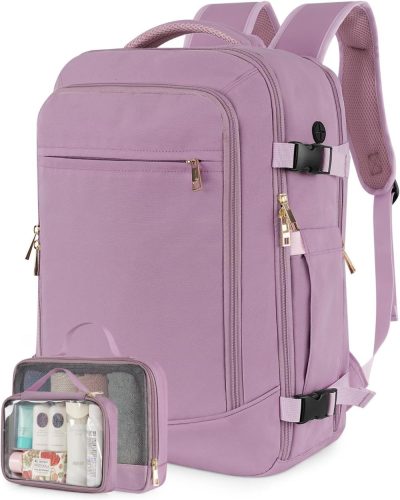 Casual Daypack Backpacks | Inc Carry On Travel Backpack For Women, Flight Approved 40L Travel Bag With 2 Packing Cubes, Personal Item Size Bookbag For College, Work, Travel, Purple Backpacks Casual Daypack Backpacks