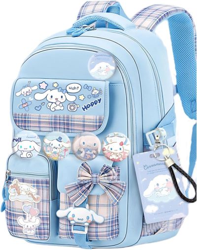 Casual Daypack Backpacks | Kawaii Backpack With 21Pcs Accessories Anime Cartoon Anti-Theft Travel Aesthetic New Semester Gifts Bag With Cute Pins… Backpacks Blue