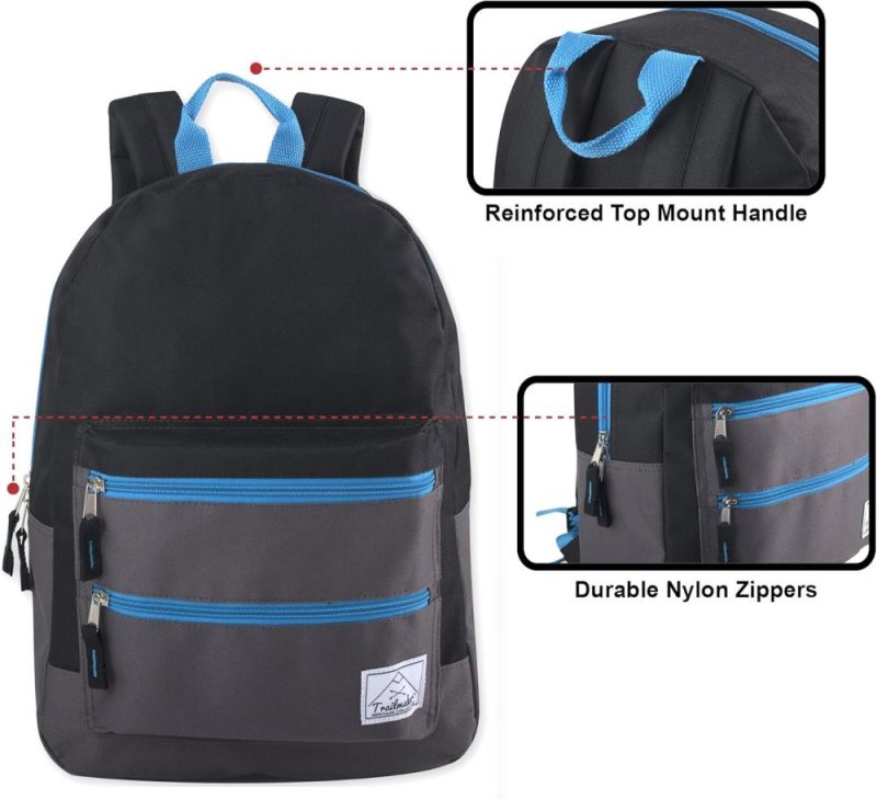 Casual Daypack Backpacks | Multi Pocket Multicolor Backpack With Adjustable Padded Straps Backpacks Black