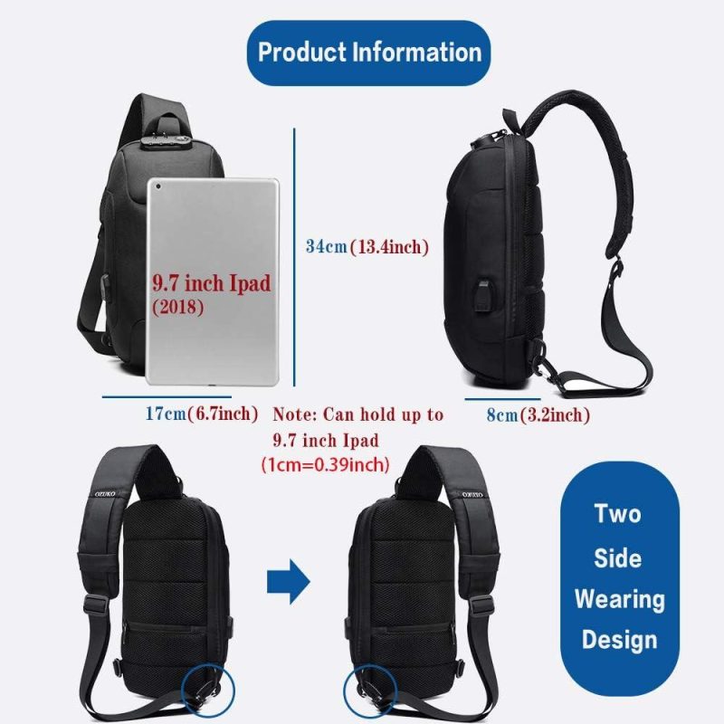 Casual Daypack Backpacks | Sling Backpack Usb Anti-Theft Men’s Chest Bag Casual Shoulder Bag Backpacks Black