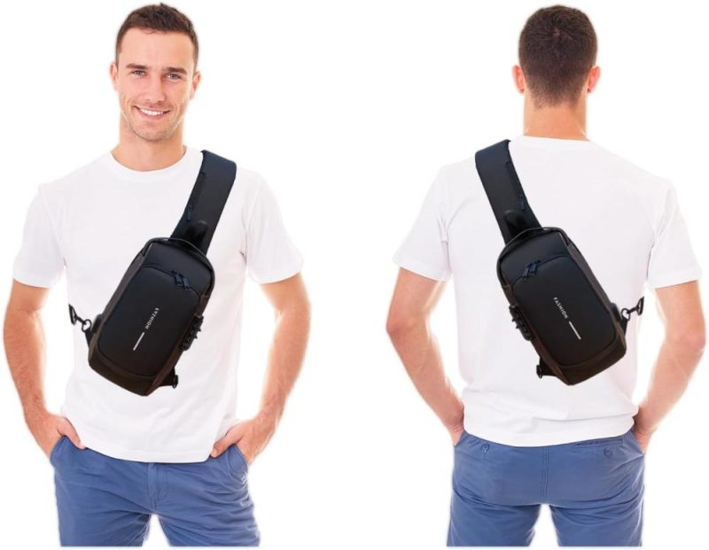 Casual Daypack Backpacks | Sling Bag For Men | Anti-Theft Crossbody Bag – Pu Leather Crossbody Shoulder Bag – Chest Bag For Daily Use Backpacks Casual Daypack Backpacks