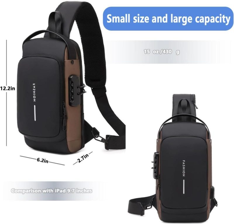 Casual Daypack Backpacks | Sling Bag For Men | Anti-Theft Crossbody Bag – Pu Leather Crossbody Shoulder Bag – Chest Bag For Daily Use Backpacks Casual Daypack Backpacks