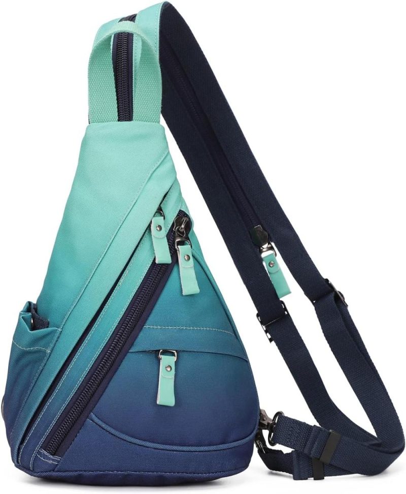 Casual Daypack Backpacks | Sling Bag – Small Crossbody Backpack Shoulder Casual Daypack Rucksack For Men Women Backpacks 6881mr-blue+grayishgreen