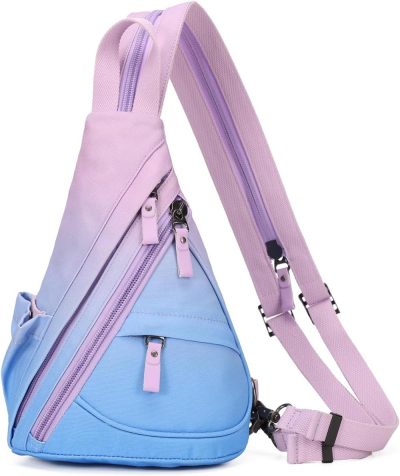 Casual Daypack Backpacks | Sling Bag – Small Crossbody Backpack Shoulder Casual Daypack Rucksack For Men Women Backpacks 6881mr-palepurple+skyblue