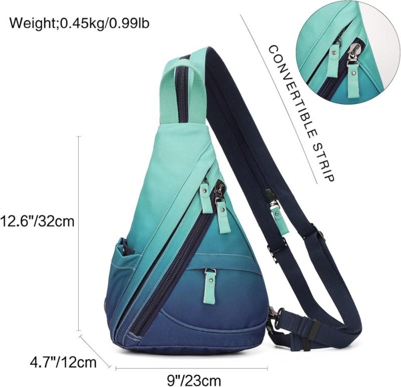 Casual Daypack Backpacks | Sling Bag – Small Crossbody Backpack Shoulder Casual Daypack Rucksack For Men Women Backpacks 6881mr-blue+grayishgreen