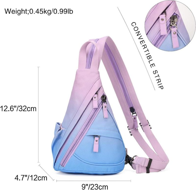 Casual Daypack Backpacks | Sling Bag – Small Crossbody Backpack Shoulder Casual Daypack Rucksack For Men Women Backpacks 6881mr-palepurple+skyblue