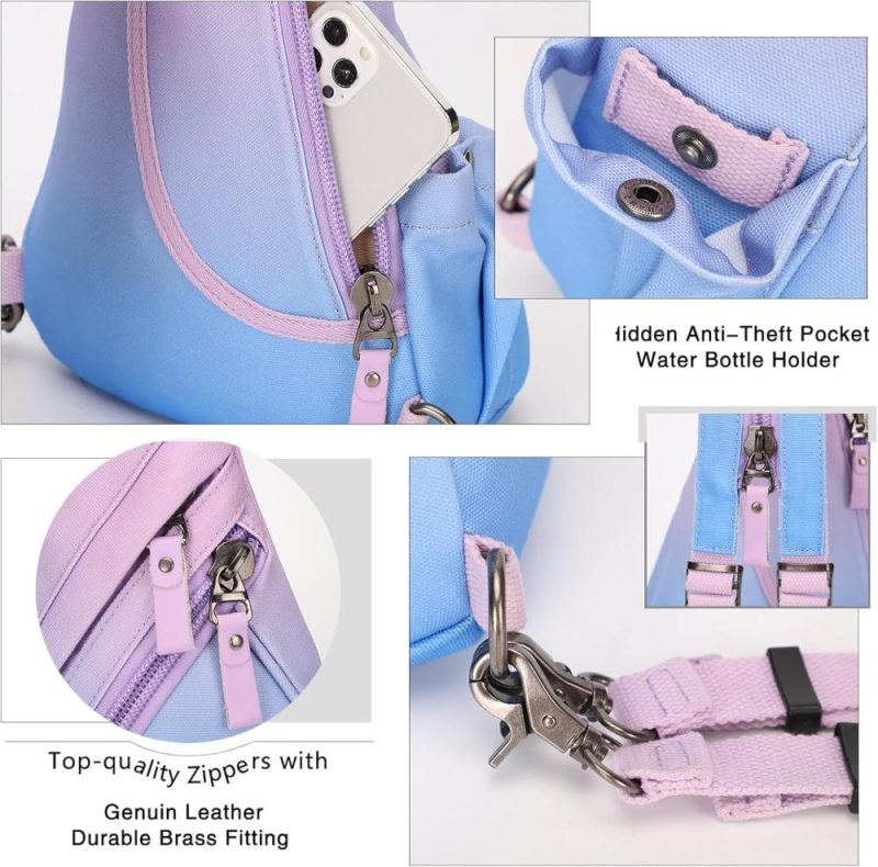 Casual Daypack Backpacks | Sling Bag – Small Crossbody Backpack Shoulder Casual Daypack Rucksack For Men Women Backpacks 6881mr-palepurple+skyblue