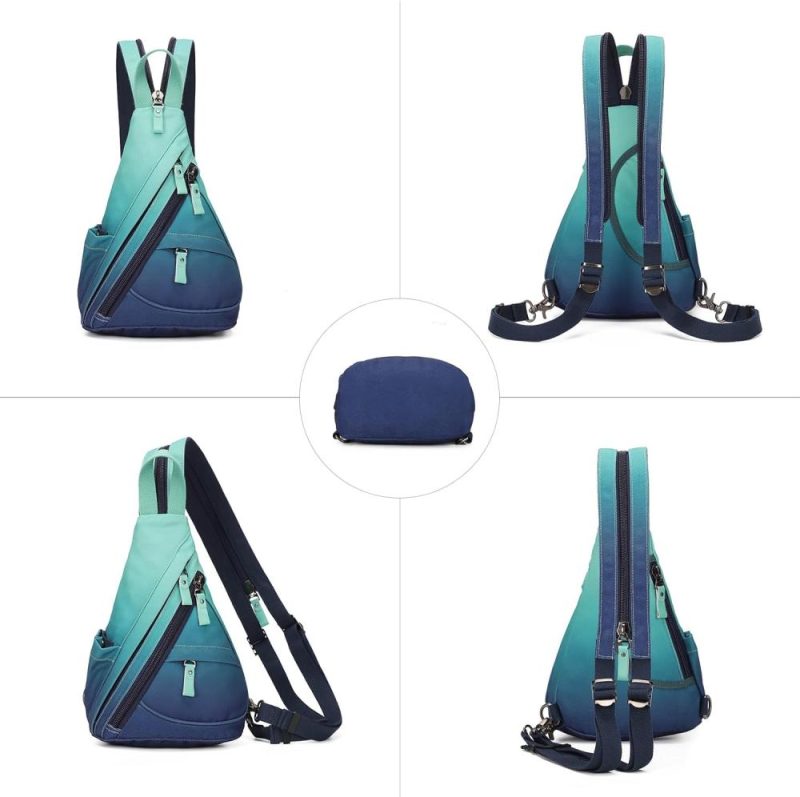 Casual Daypack Backpacks | Sling Bag – Small Crossbody Backpack Shoulder Casual Daypack Rucksack For Men Women Backpacks 6881mr-blue+grayishgreen