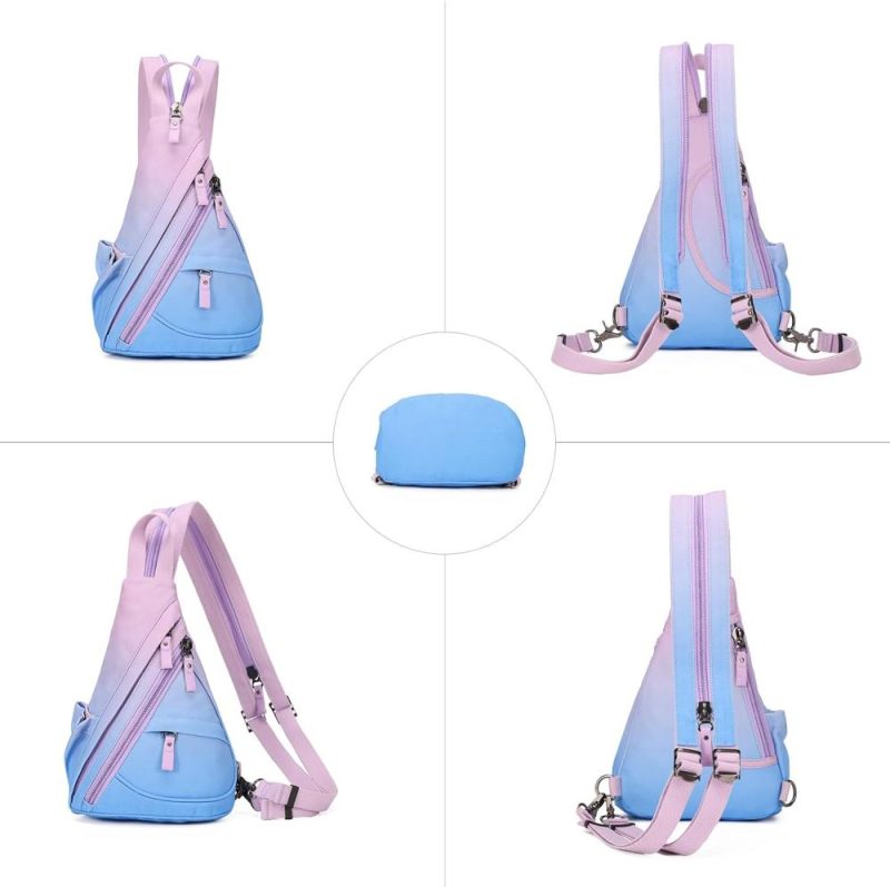 Casual Daypack Backpacks | Sling Bag – Small Crossbody Backpack Shoulder Casual Daypack Rucksack For Men Women Backpacks 6881mr-palepurple+skyblue