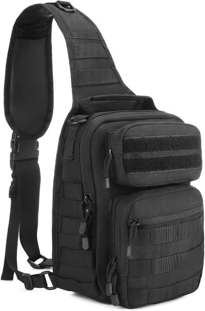 Casual Daypack Backpacks | Small Tactical Sling Bag One Shoulder Chest Backpack Casual Daypack For Men Backpacks 1 Black