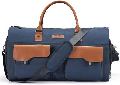 Garment Bags | Convertible Garment Bag 15G, Carry On Travel Duffel Bag With Front Pockets Shoe Compartment For Men Women – 2 In 1 Hanging Suit Bag (Blue) Garment Bags Blue