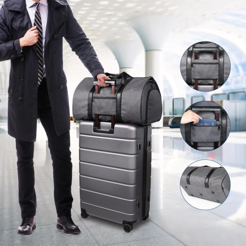 Garment Bags | Convertible Garment Bag With Shoulder Strap Carry On Garment Duffel Bag For Men Women – 2 In 1 Hanging Suit Coat Business Travel Bags Weekender Bag Garment Bags Dark Grey