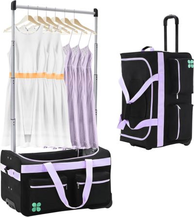 Garment Bags | Dance Bag With Garment Rack, 23" Dance Garment Bags Collapsible Costume Rolling Duffel Bag With Wheels, Dance Travel Bag For Competition, Shows, Performances Garment Bags Garment Bags