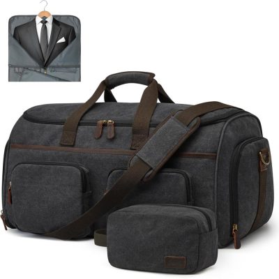 Garment Bags | Garment Bag For Travel Carry On Duffle Bag For Men Travel Convertible Suit Bags Halfday Carry On Luggage Hanging Suitcase Travel Bag With Toiletry Bag Garment Bags Black