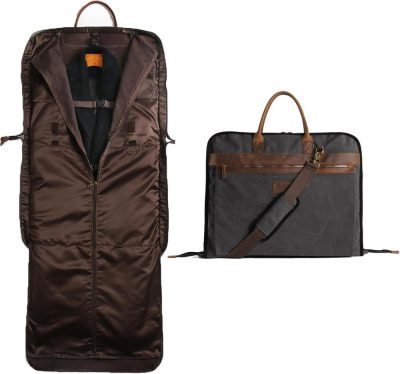 Garment Bags | Garment Bags For Travel Leather Canvas Suit Bag With Extended Design Computer Compartment Garment Bags Black