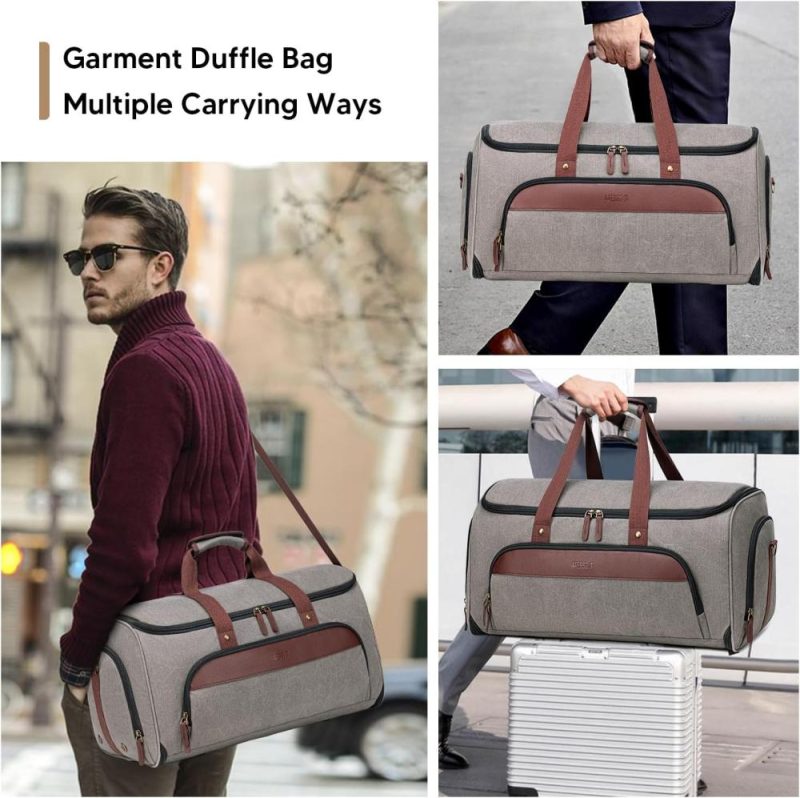 Garment Bags | Garment Duffle Bag For Travel, Convertible Travel Garment Bags, Carry On Canvas Garment Duffle Bag For Men Women With Shoe Compartment – 2 In 1 Hanging Suitcase Suit Travel Bags Garment Bags Garment Bags