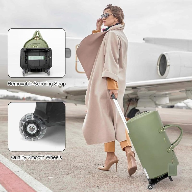 Garment Bags | Rolling Garment Duffle Bags For Travel, Women Convertible Garment Bags With Wheels Travel Suit Bag Pu Leather Garment Bags For Hanging Clothes, Green Garment Bags Garment Bags