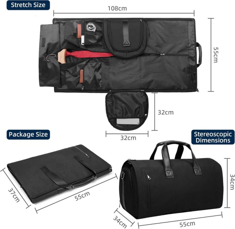 Garment Bags | Skubwemw Carry On Garment Bag，Convertible Garment Bag With Separate Shoe Compartment Large Suit Travel Bags For Men Suit Carry On Garment Bag For Travel Garment Bags Black 2