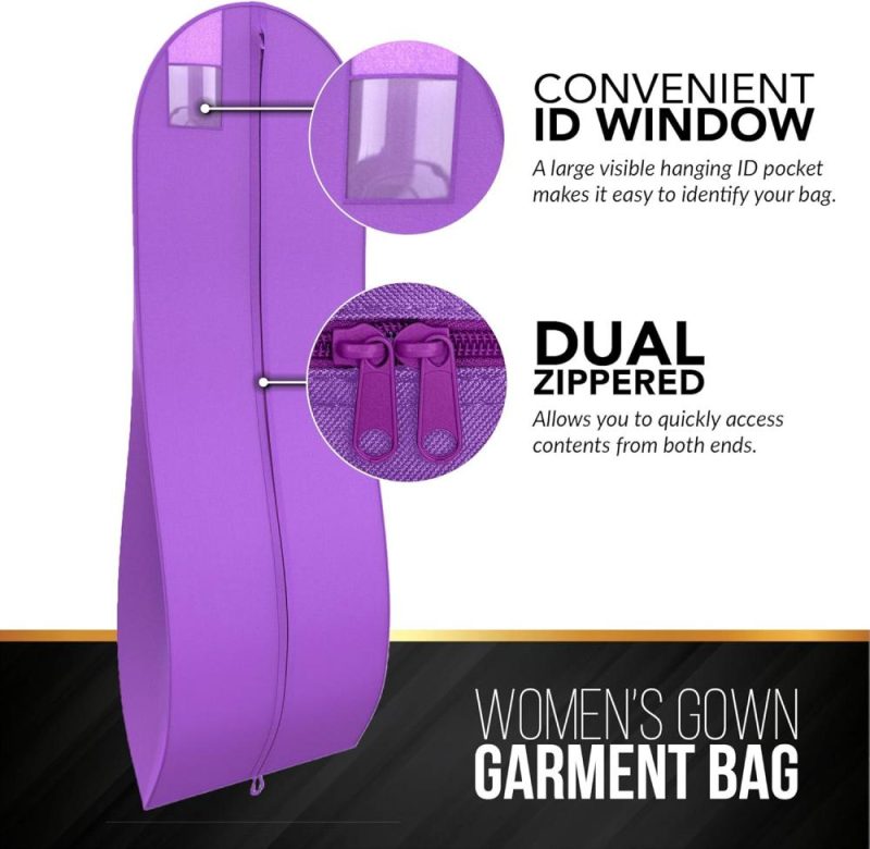 Garment Bags | Women’s Gown Garment Bag – For Wedding Dresses, Prom Dress – 72"X24", 10" Gusset Garment Bags Garment Bags