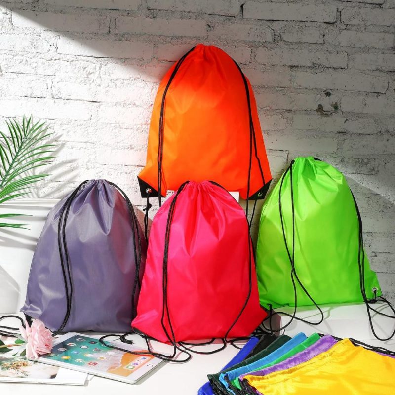 Gym Drawstring Bags | 100 Pieces Drawstring Backpack Bulk Sports Drawstring Bags Gym Cinch Bag Polyester Drawstring Bag For Kids Men Women (10 Colors) Gym Bags Gym Drawstring Bags