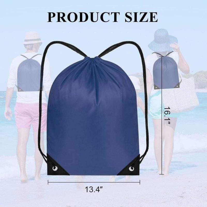 Gym Drawstring Bags | 12 Pieces Drawstring Backpack Bulk Dark Blue Nylon Draw String Sport Bag Diy Drawstring Bags Sports Bag Tote Sackpack For Boys Girls Women Men Gym Sport Trip Gym Bags Dark Blue