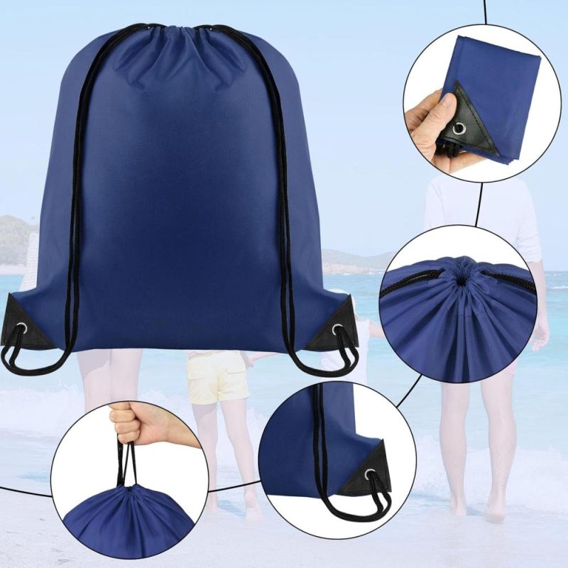 Gym Drawstring Bags | 12 Pieces Drawstring Backpack Bulk Dark Blue Nylon Draw String Sport Bag Diy Drawstring Bags Sports Bag Tote Sackpack For Boys Girls Women Men Gym Sport Trip Gym Bags Dark Blue