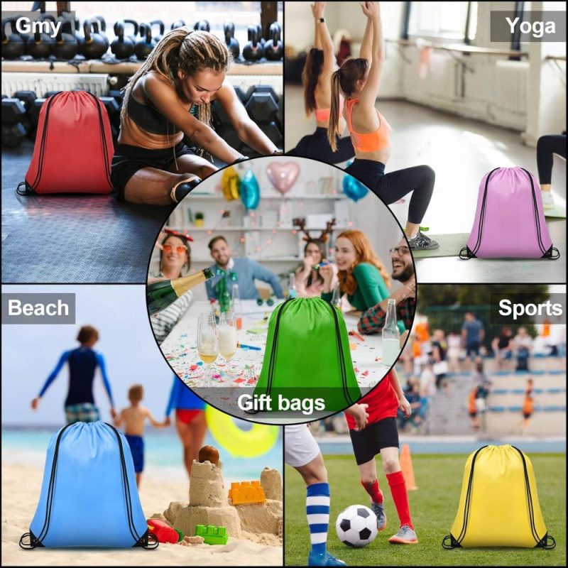 Gym Drawstring Bags | 64Pcs Drawstring Bags Bulk Cinch Bag, Polyester String Bag Drawstring Backpack For Trip Party Camping Sports Gym Yoga（Soft） Gym Bags Gym Drawstring Bags