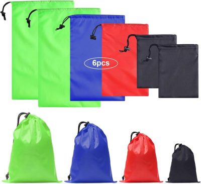 Gym Drawstring Bags | 6Pcs Drawstring Bag Waterproof Sack Nylon Bag Ditty Bag For Gym Traveling, Hiking, Yoga, Shopping… Gym Bags Gym Drawstring Bags