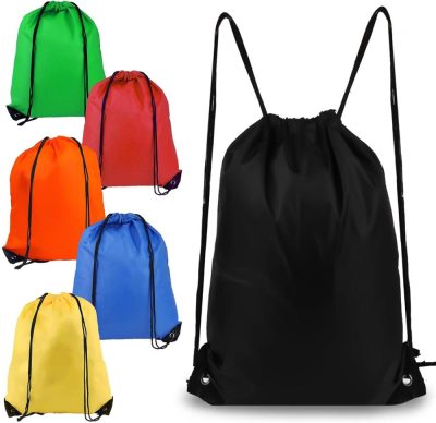 Gym Drawstring Bags | Drawstring Backpack 6Pcs Drawstring Gym Bags Black Draw String Bags Drawstring Backpack For Sports, Gym, Travel, Swimming, Beach (6 Colors) Gym Bags Gym Drawstring Bags