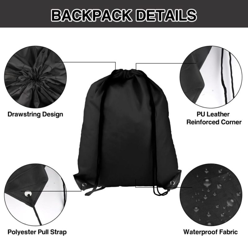 Gym Drawstring Bags | Drawstring Backpack 6Pcs Drawstring Gym Bags Black Draw String Bags Drawstring Backpack For Sports, Gym, Travel, Swimming, Beach (6 Colors) Gym Bags Gym Drawstring Bags