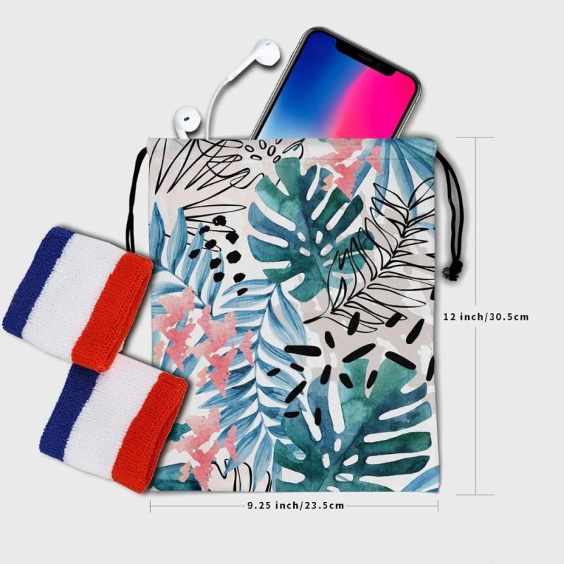 Gym Drawstring Bags | Gymnastic Grip Bag Art Grip Bags Drawstring Bag Abstract Art Pouch Bag Athlete String Bag For Grips Shoe Towel Gym Bags Colorful Palm Leaf