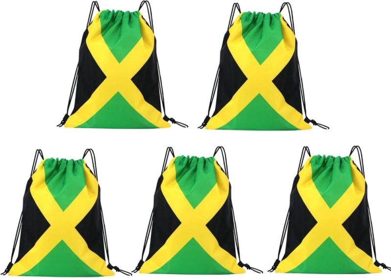 Gym Drawstring Bags | Man And Women 5Pcs Drawstring Backpack Waterproof Gym Sports Trave String Bag Cheer Bag Jamaican Afro Rasta（Jamaican 5Pcs ） Gym Bags Gym Drawstring Bags