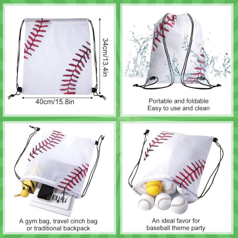 Gym Drawstring Bags | Potchen 36 Pcs Ball Drawstring Bags Sports Gym Bag Unisex Ball String Backpacks For Kids Various Ball Games Party Favors (Baseball) Gym Bags Gym Drawstring Bags