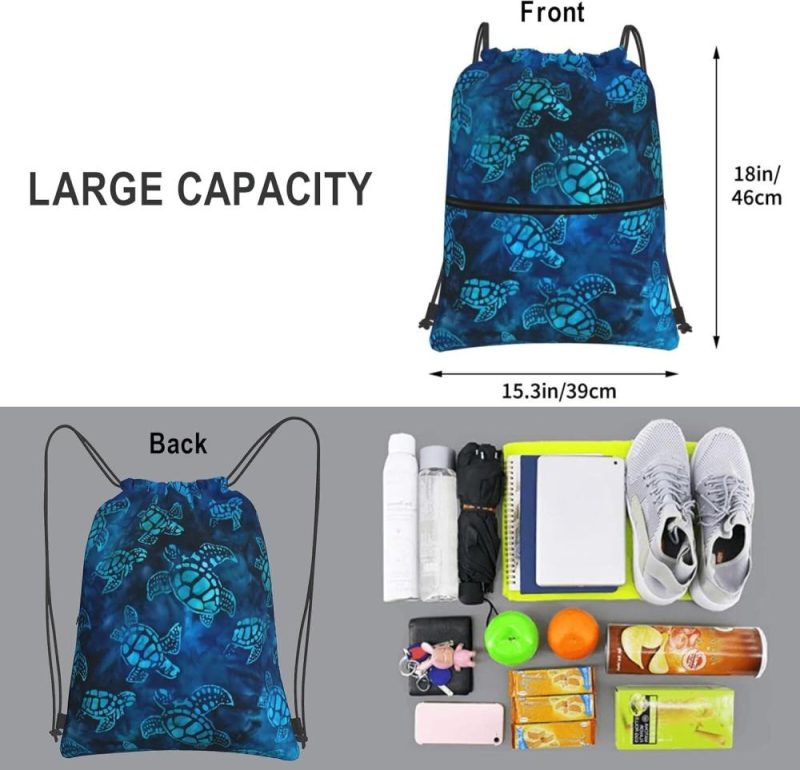 Gym Drawstring Bags | Qilerongrong Watercolor Blue Sea Turtle Drawstring Backpack Bag Sport Gym Sackpack Durable Waterproof Lightweight For Men Women Beach Bag String Bag Gym Bags Gym Drawstring Bags