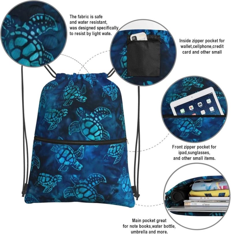 Gym Drawstring Bags | Qilerongrong Watercolor Blue Sea Turtle Drawstring Backpack Bag Sport Gym Sackpack Durable Waterproof Lightweight For Men Women Beach Bag String Bag Gym Bags Gym Drawstring Bags