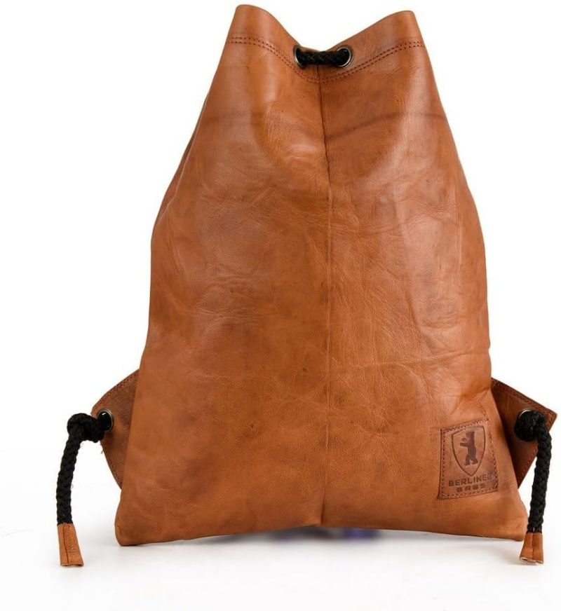 Gym Drawstring Bags | Vintage Leather Backpack Gym Bag, Drawstring Sports Bag For Men And Women – Brown Gym Bags Gym Drawstring Bags