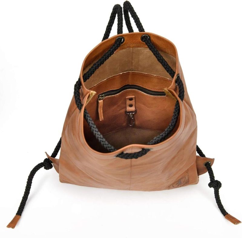 Gym Drawstring Bags | Vintage Leather Backpack Gym Bag, Drawstring Sports Bag For Men And Women – Brown Gym Bags Gym Drawstring Bags