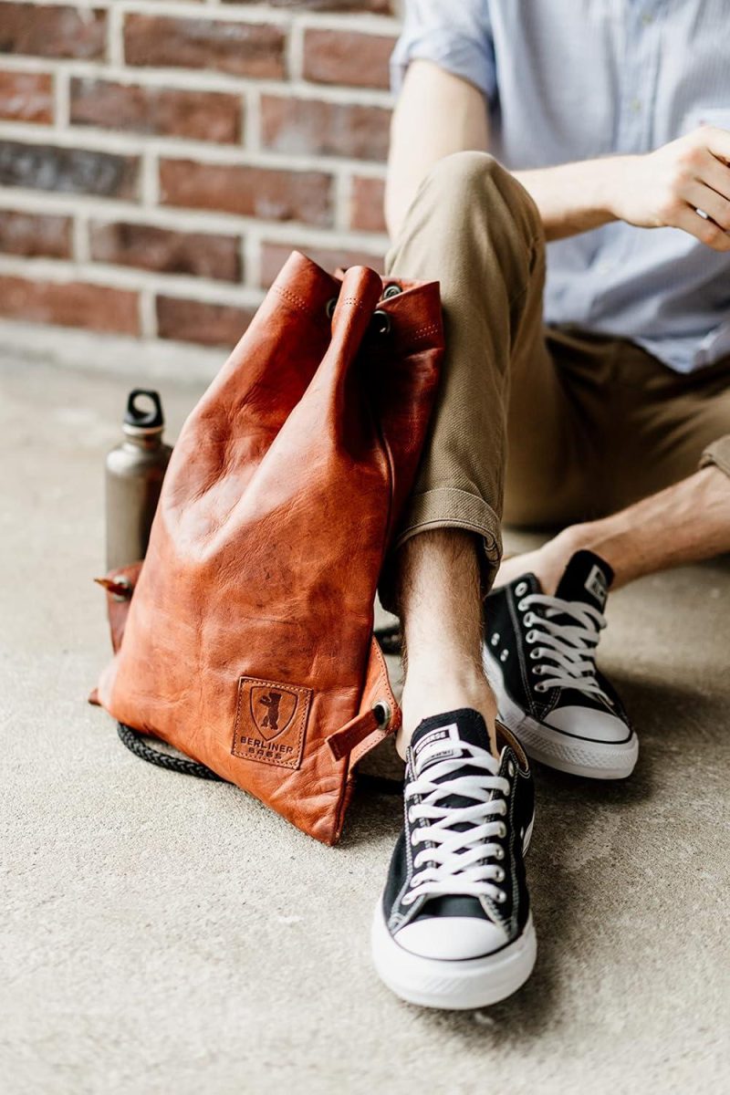 Gym Drawstring Bags | Vintage Leather Backpack Gym Bag, Drawstring Sports Bag For Men And Women – Brown Gym Bags Gym Drawstring Bags