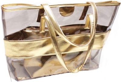 Gym Tote Bags | 2 In 1 Clear Shoulder Bag Pvc Waterproof Travel Bag Beach Handbag Gym Sports Cosmetic Tote Bag Purse Gym Bags Gold