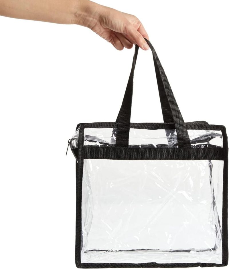 Gym Tote Bags | 4 Pack Clear Stadium Approved Tote Bags, 12X6X12 Large Transparent Totes With Zippers, Handles For Concerts, Sporting Events, Music Festivals, Work, School, Gym Gym Bags Gym Tote Bags