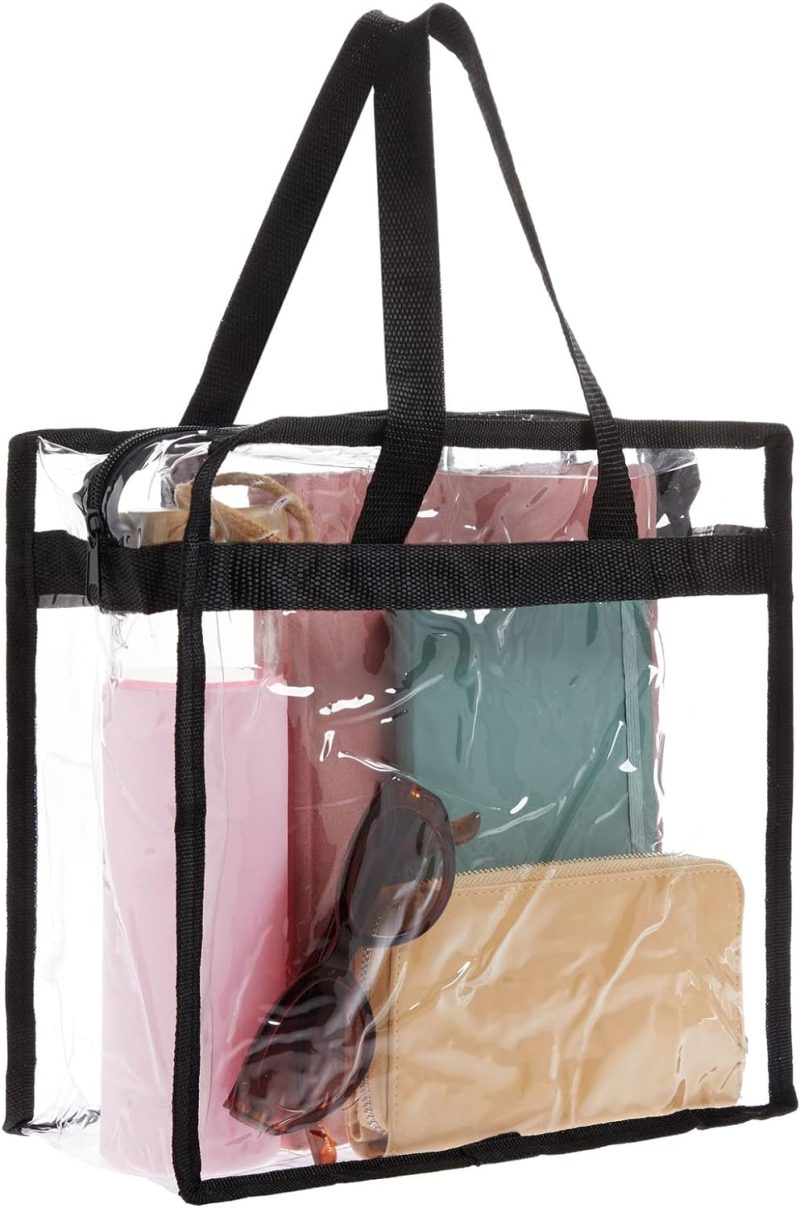 Gym Tote Bags | 4 Pack Clear Stadium Approved Tote Bags, 12X6X12 Large Transparent Totes With Zippers, Handles For Concerts, Sporting Events, Music Festivals, Work, School, Gym Gym Bags Gym Tote Bags